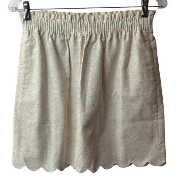 NEW J. Crew Linen Blend Ivory Lined Scallop Hem Skirt Coastal Minimalist 4 - Picture 2 of 10